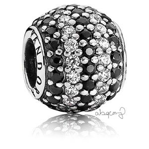 EUC Pandora 791172NCK Silver Nautical Pave Lights Charm w/ Black & Clear CZ’s